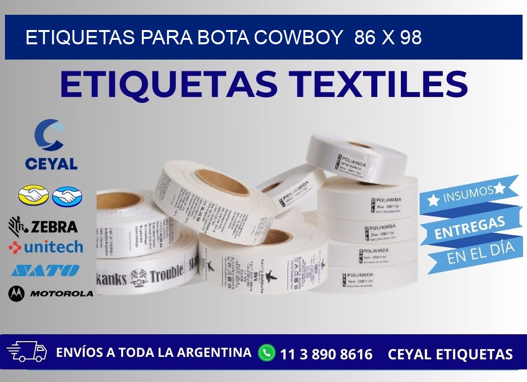 ETIQUETAS PARA BOTA COWBOY  86 x 98