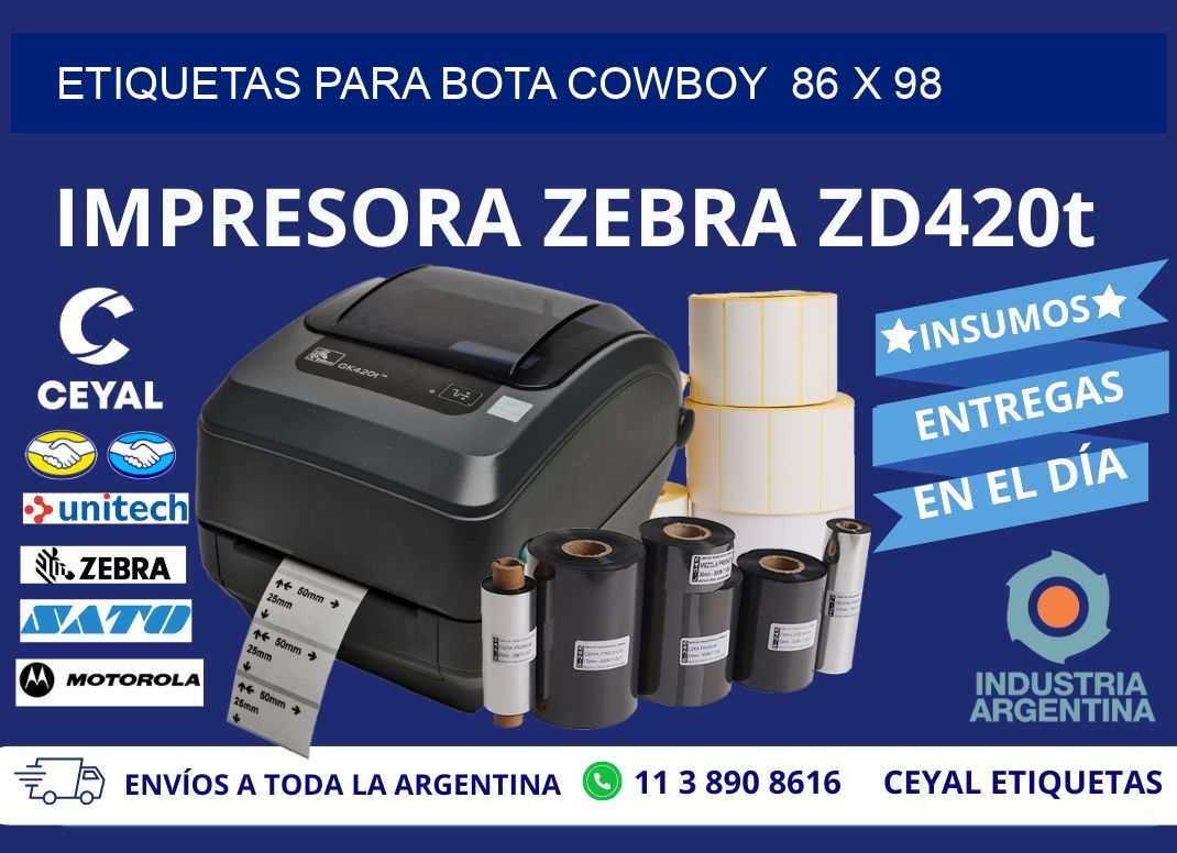 ETIQUETAS PARA BOTA COWBOY  86 x 98