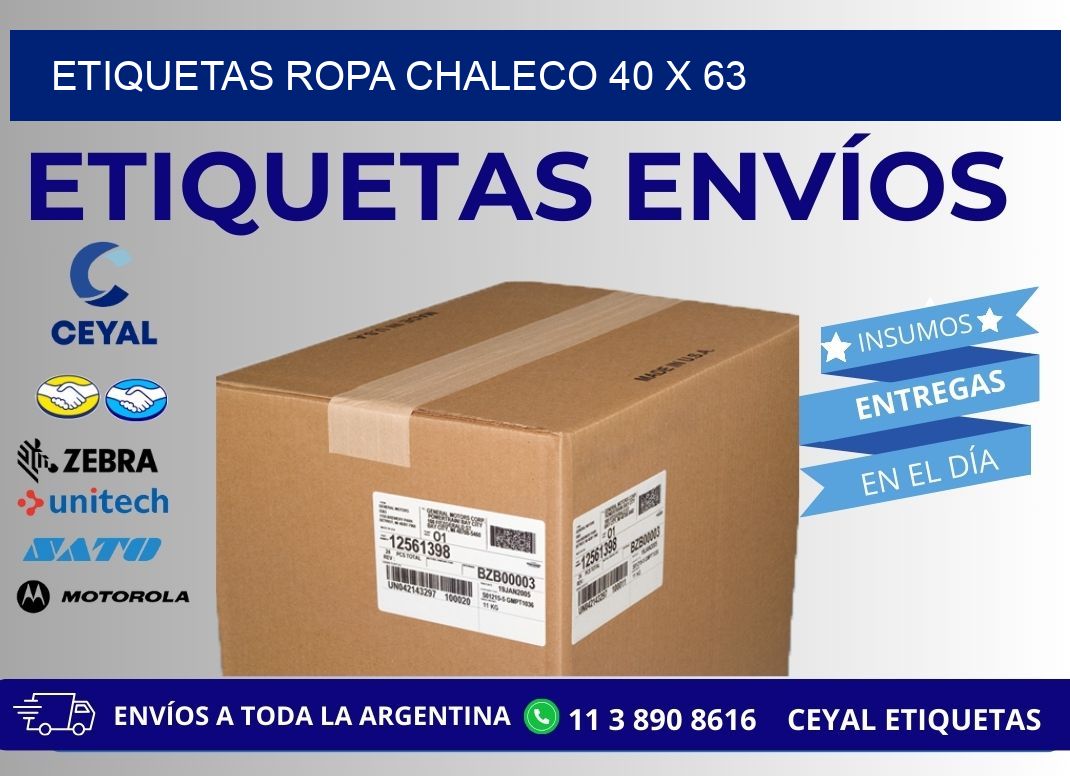 ETIQUETAS ROPA CHALECO 40 x 63