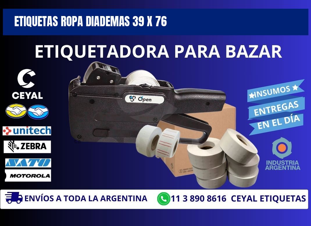 ETIQUETAS ROPA DIADEMAS 39 x 76