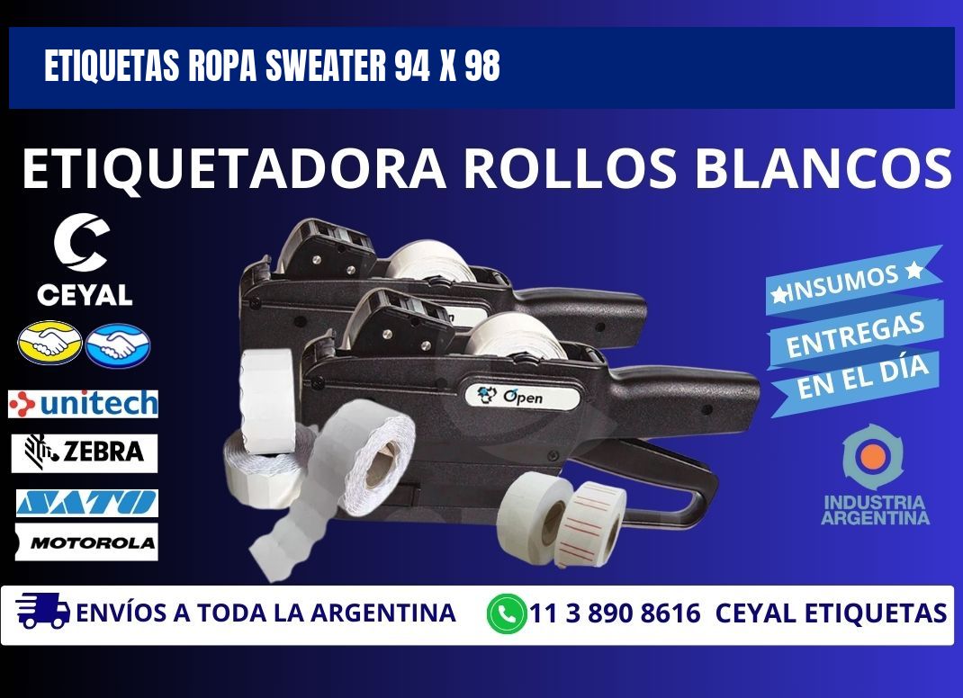 ETIQUETAS ROPA SWEATER 94 x 98