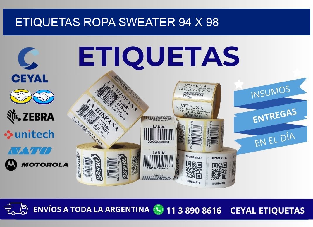 ETIQUETAS ROPA SWEATER 94 x 98