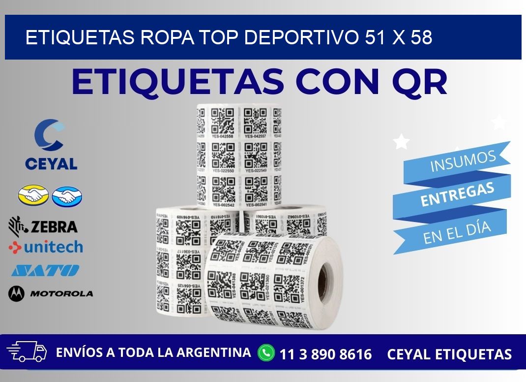 ETIQUETAS ROPA TOP DEPORTIVO 51 x 58