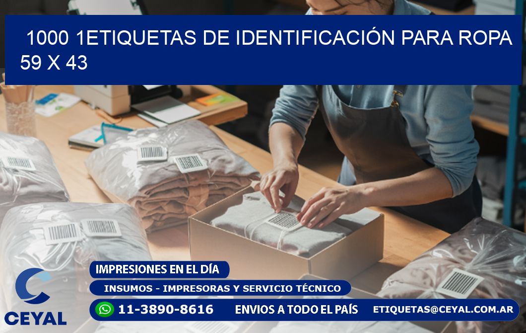 1000 1ETIQUETAS DE IDENTIFICACIÓN PARA ROPA 59 x 43