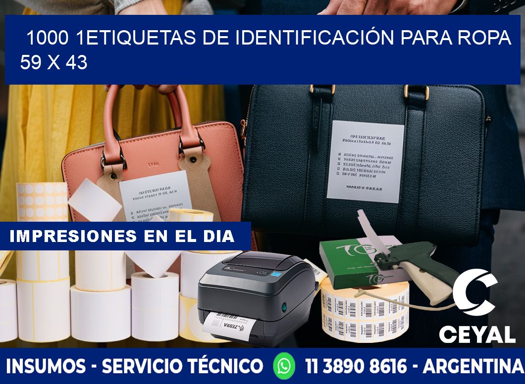 1000 1ETIQUETAS DE IDENTIFICACIÓN PARA ROPA 59 x 43