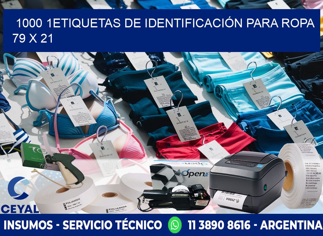 1000 1ETIQUETAS DE IDENTIFICACIÓN PARA ROPA 79 x 21