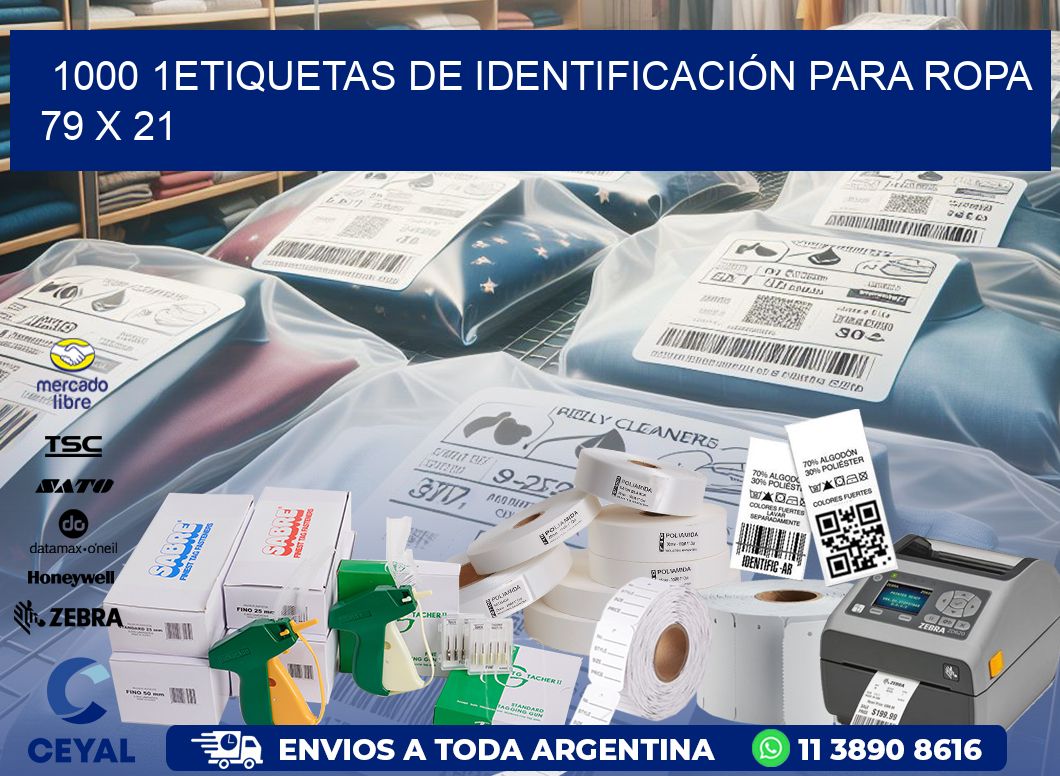 1000 1ETIQUETAS DE IDENTIFICACIÓN PARA ROPA 79 x 21