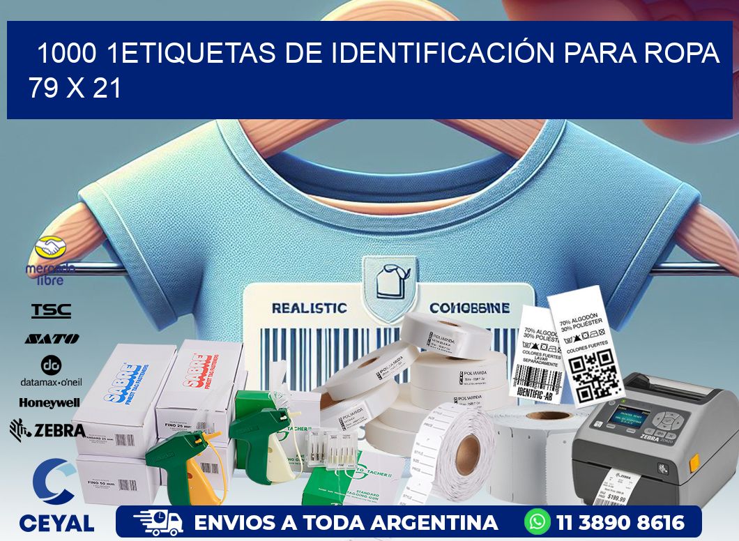 1000 1ETIQUETAS DE IDENTIFICACIÓN PARA ROPA 79 x 21