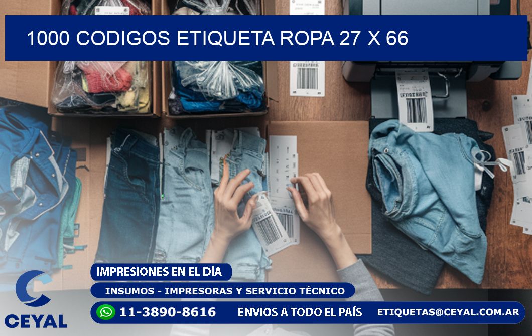 1000 CODIGOS ETIQUETA ROPA 27 x 66