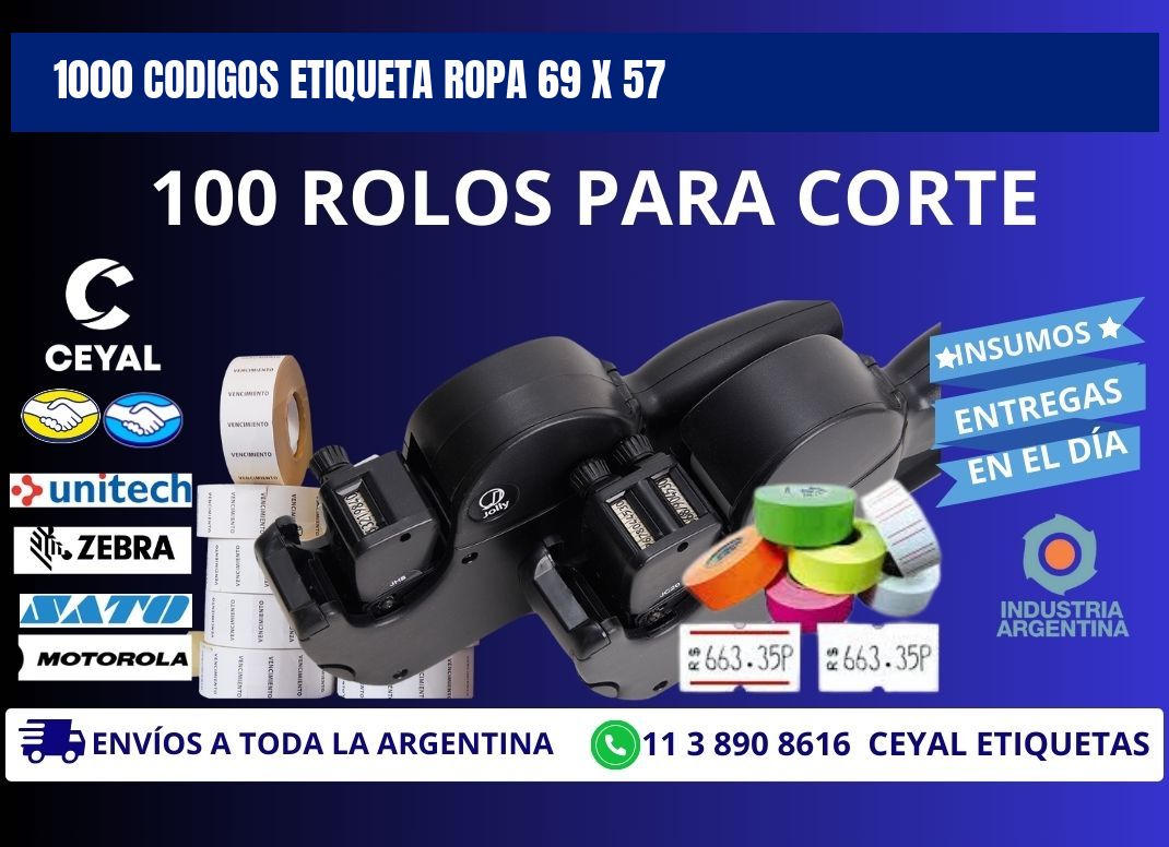 1000 CODIGOS ETIQUETA ROPA 69 x 57