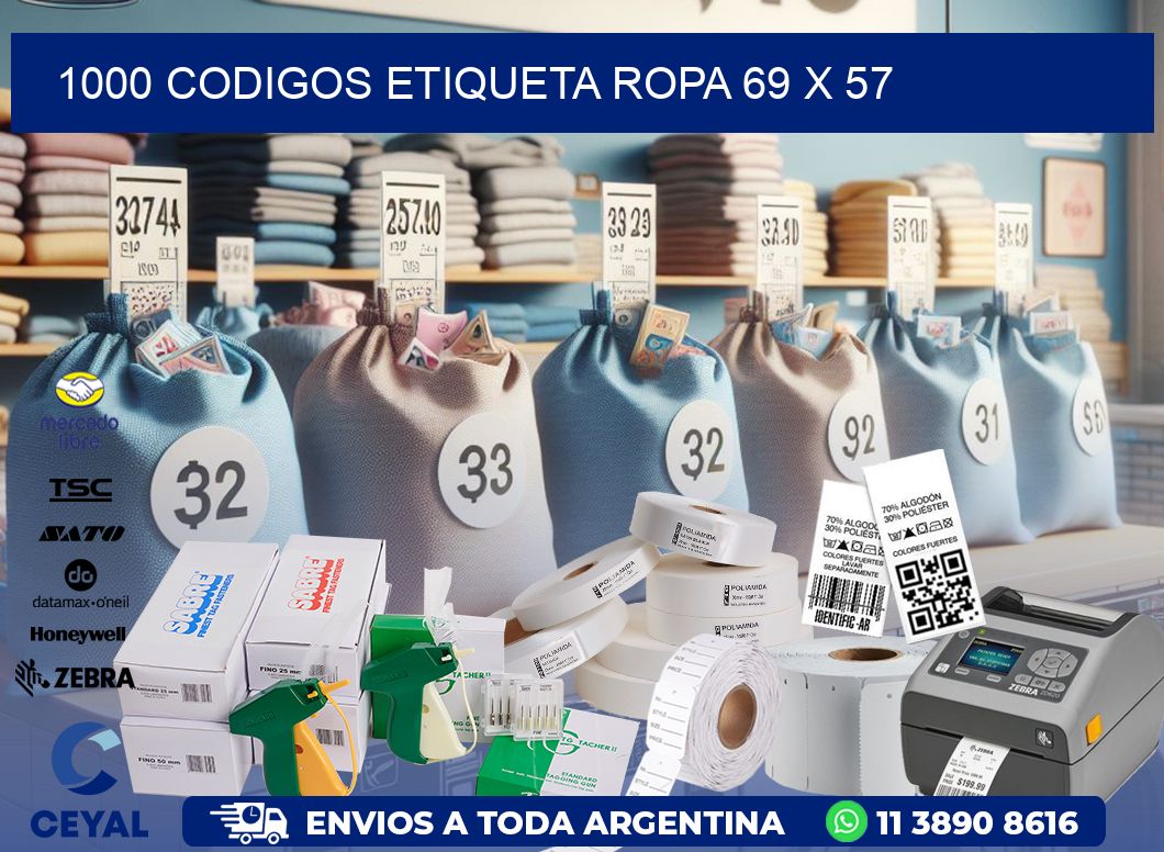 1000 CODIGOS ETIQUETA ROPA 69 x 57