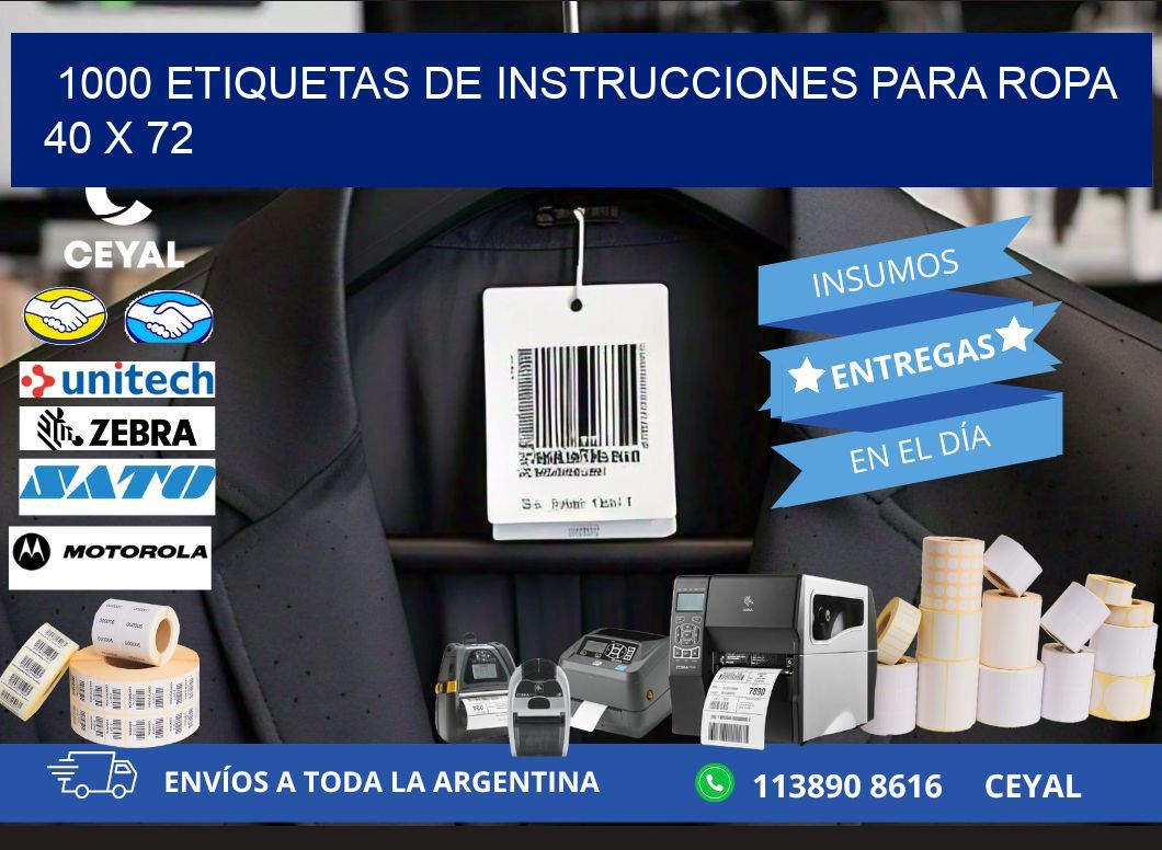 1000 ETIQUETAS DE INSTRUCCIONES PARA ROPA 40 x 72