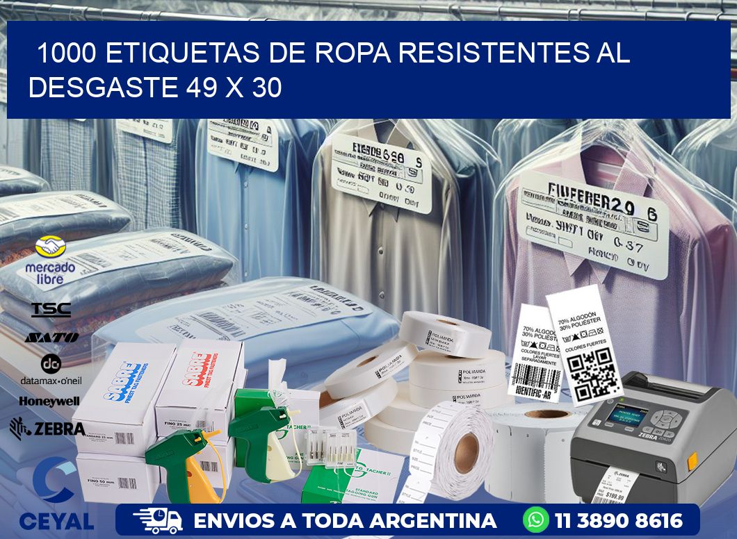 1000 ETIQUETAS DE ROPA RESISTENTES AL DESGASTE 49 x 30