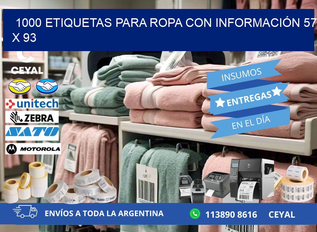 1000 ETIQUETAS PARA ROPA CON INFORMACIÓN 57 x 93