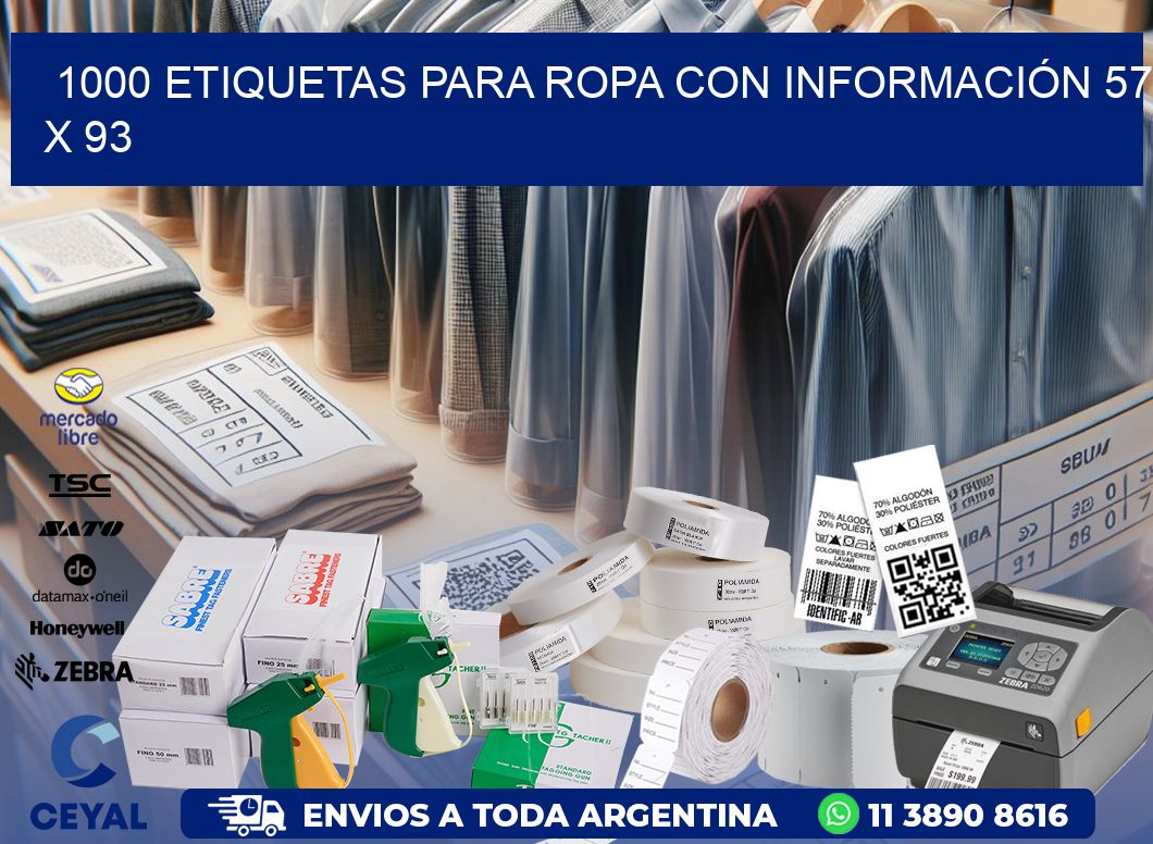 1000 ETIQUETAS PARA ROPA CON INFORMACIÓN 57 x 93