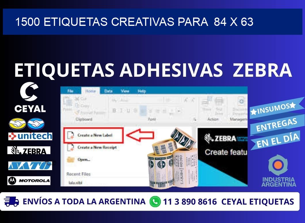 1500 ETIQUETAS CREATIVAS PARA  84 x 63