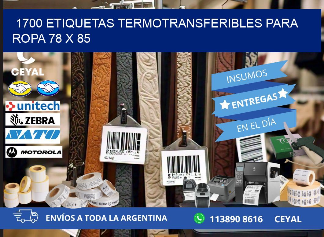 1700 ETIQUETAS TERMOTRANSFERIBLES PARA ROPA 78 x 85