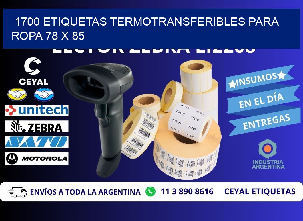 1700 ETIQUETAS TERMOTRANSFERIBLES PARA ROPA 78 x 85