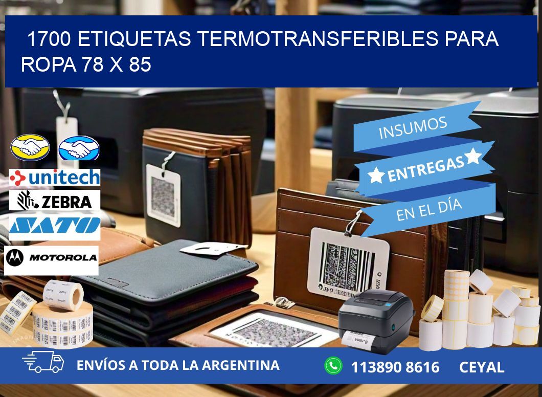 1700 ETIQUETAS TERMOTRANSFERIBLES PARA ROPA 78 x 85