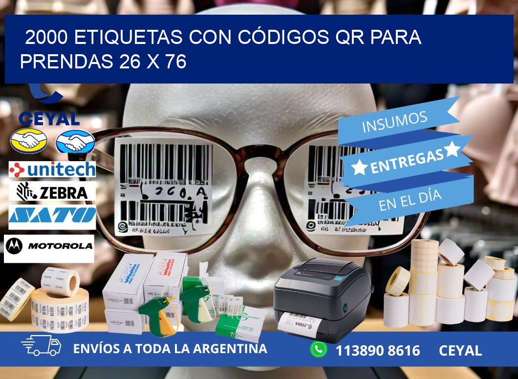 2000 ETIQUETAS CON CÓDIGOS QR PARA PRENDAS 26 x 76