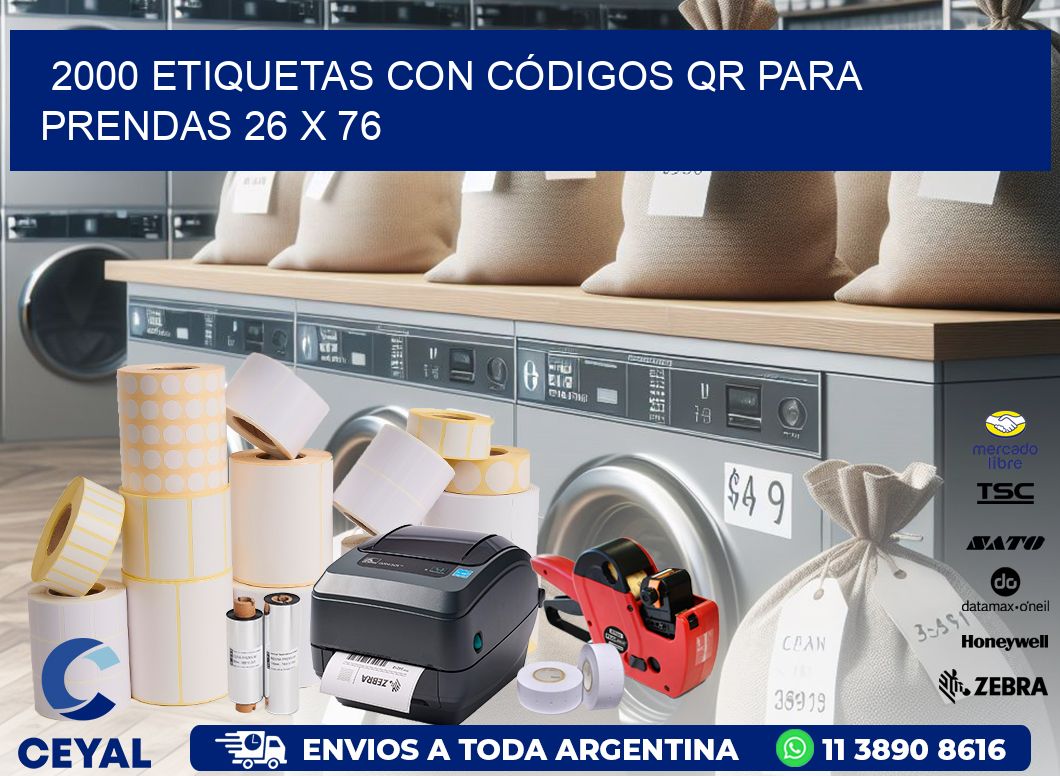 2000 ETIQUETAS CON CÓDIGOS QR PARA PRENDAS 26 x 76