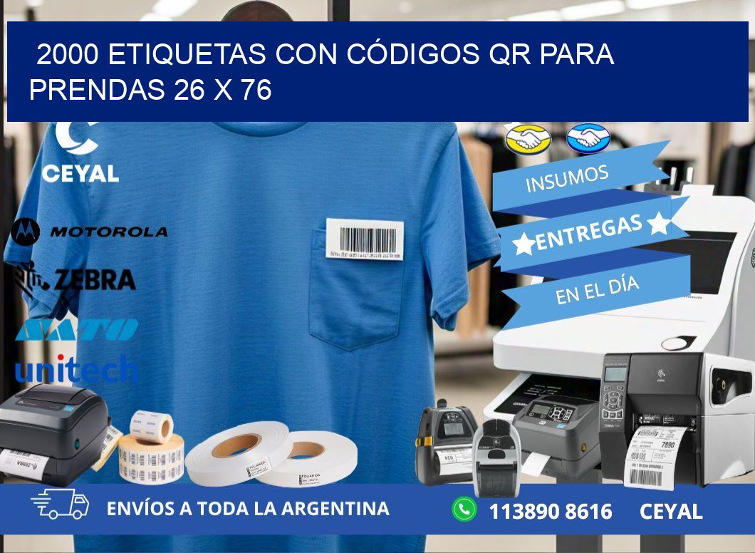 2000 ETIQUETAS CON CÓDIGOS QR PARA PRENDAS 26 x 76