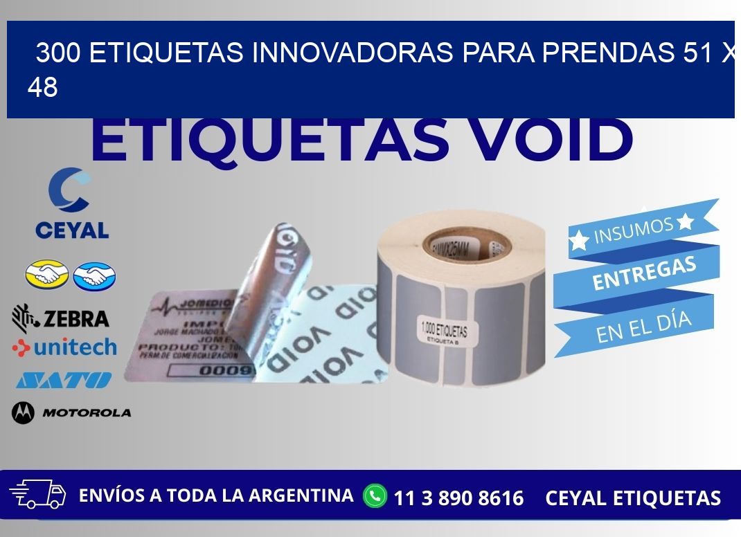 300 ETIQUETAS INNOVADORAS PARA PRENDAS 51 x 48