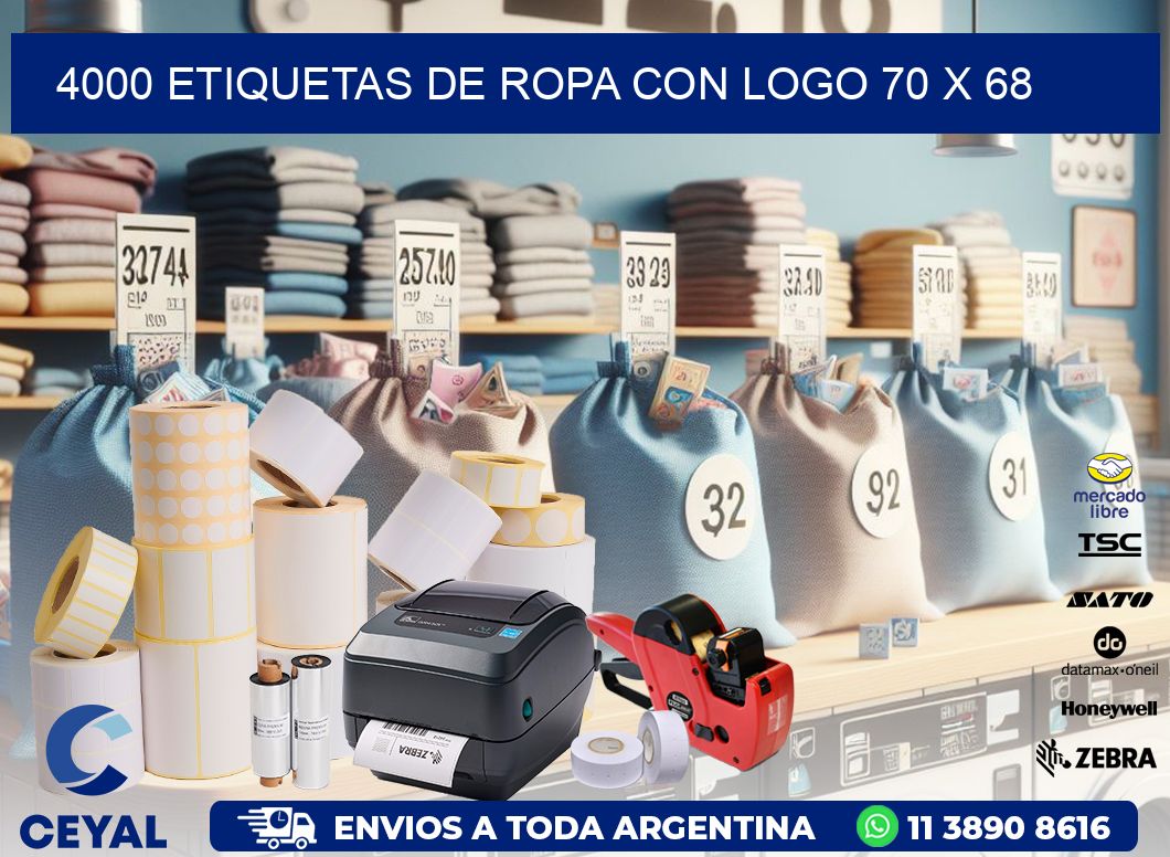 4000 ETIQUETAS DE ROPA CON LOGO 70 x 68