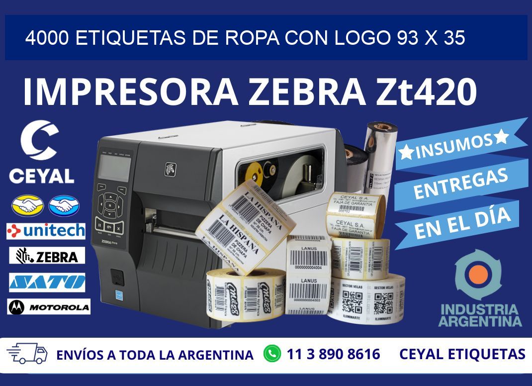 4000 ETIQUETAS DE ROPA CON LOGO 93 x 35