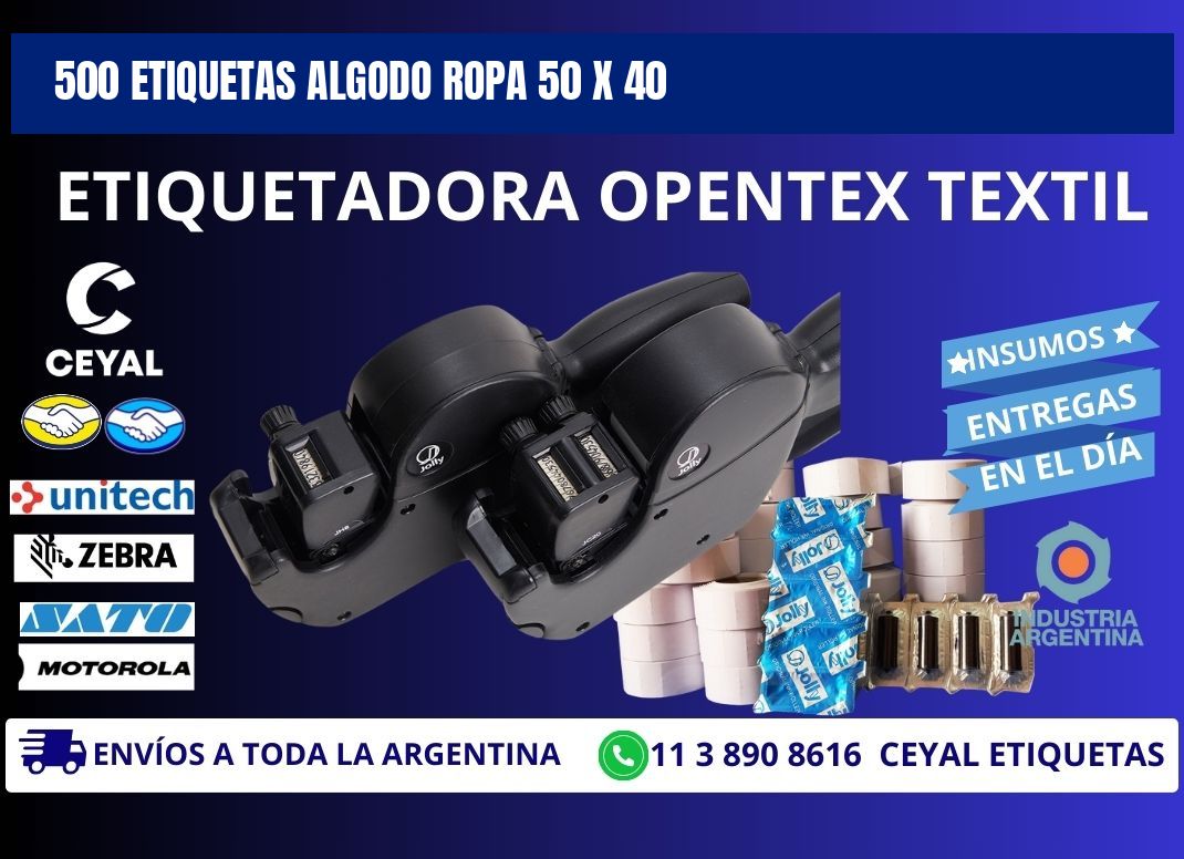 500 ETIQUETAS ALGODO ROPA 50 x 40