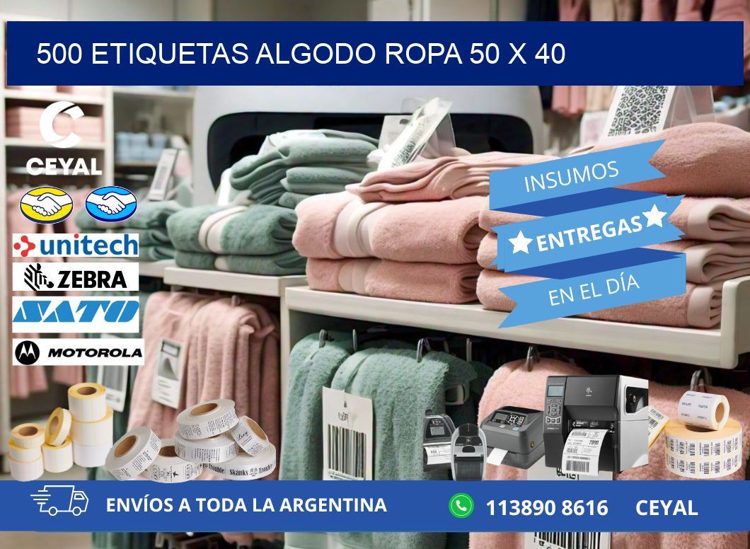 500 ETIQUETAS ALGODO ROPA 50 x 40