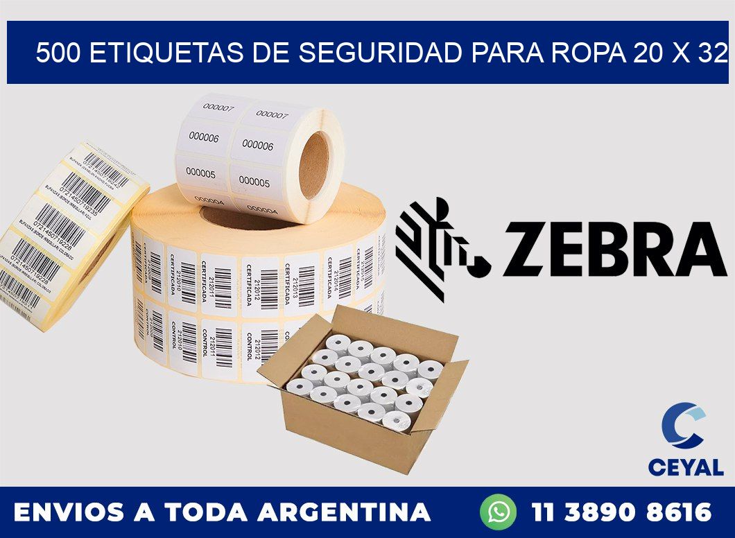 500 ETIQUETAS DE SEGURIDAD PARA ROPA 20 x 32