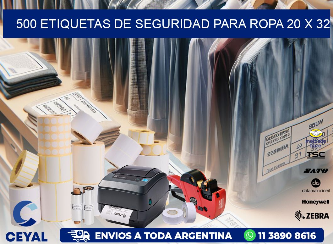 500 ETIQUETAS DE SEGURIDAD PARA ROPA 20 x 32