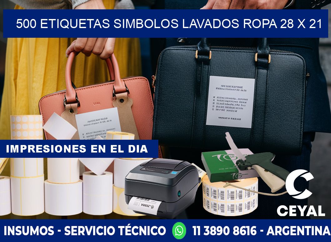 500 ETIQUETAS SIMBOLOS LAVADOS ROPA 28 x 21