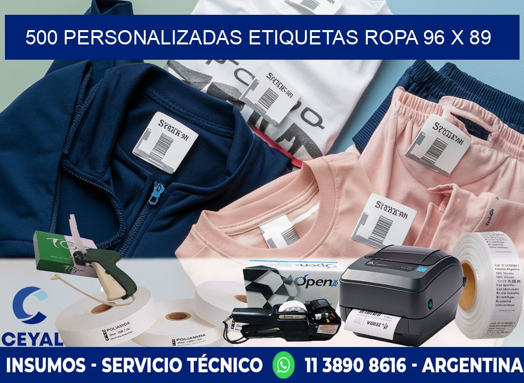 500 PERSONALIZADAS ETIQUETAS ROPA 96 x 89