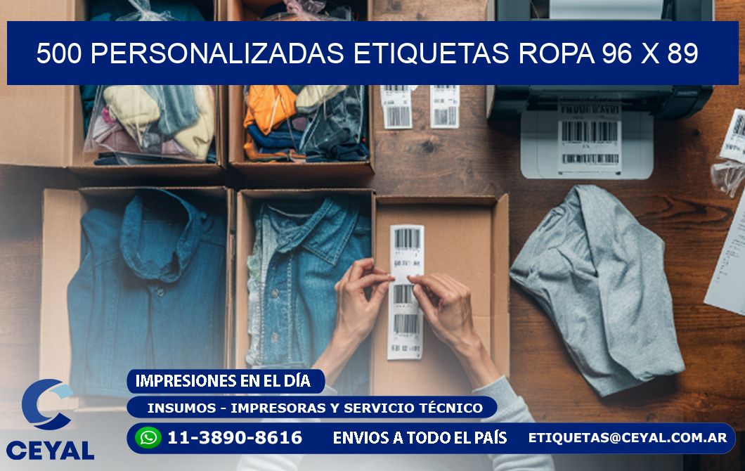 500 PERSONALIZADAS ETIQUETAS ROPA 96 x 89