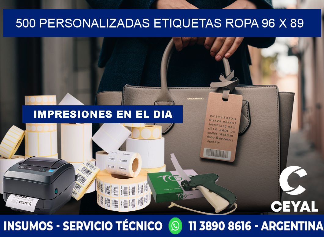 500 PERSONALIZADAS ETIQUETAS ROPA 96 x 89