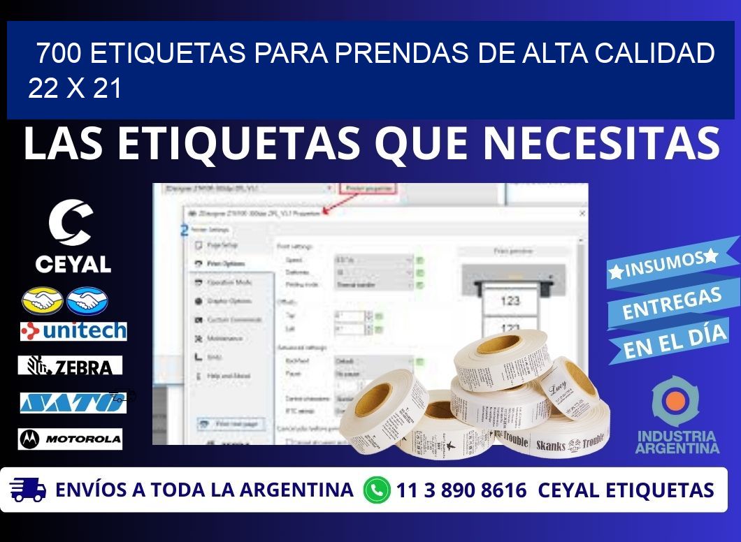 700 ETIQUETAS PARA PRENDAS DE ALTA CALIDAD 22 x 21