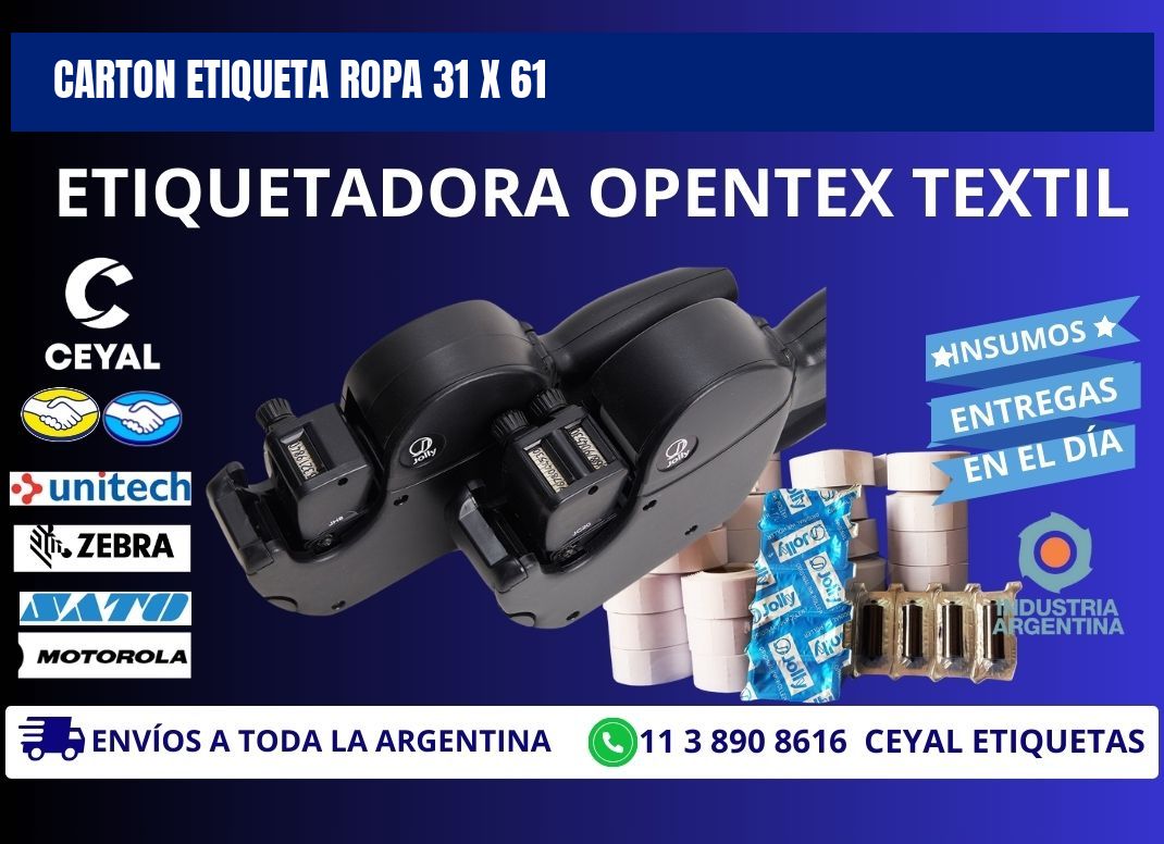 CARTON ETIQUETA ROPA 31 x 61