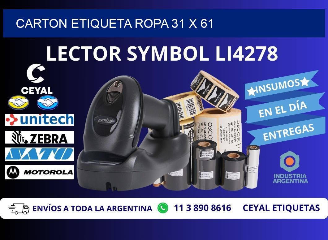 CARTON ETIQUETA ROPA 31 x 61