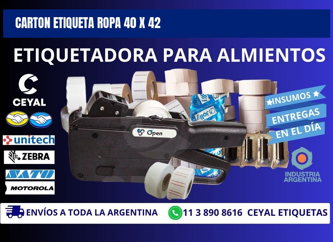 CARTON ETIQUETA ROPA 40 x 42