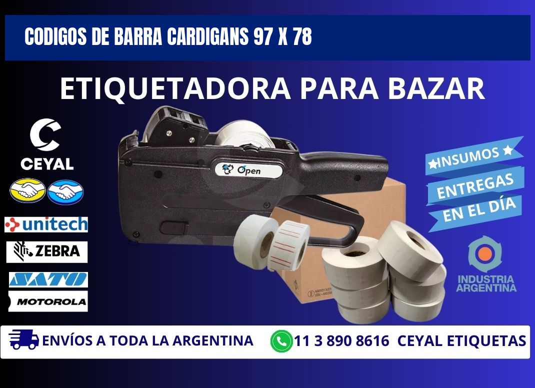 CODIGOS DE BARRA CARDIGANS 97 x 78