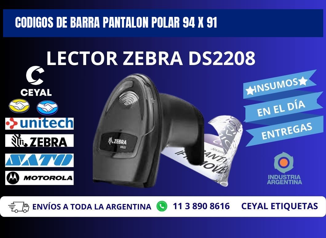 CODIGOS DE BARRA PANTALON POLAR 94 x 91