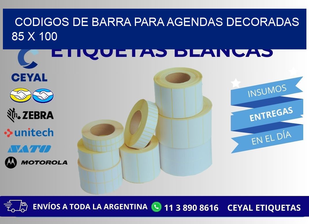 CODIGOS DE BARRA PARA AGENDAS DECORADAS 85 x 100