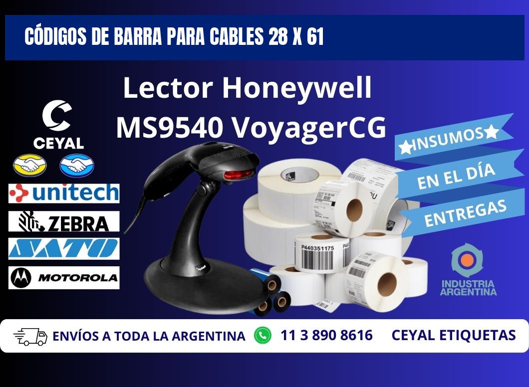 CÓDIGOS DE BARRA PARA CABLES 28 x 61