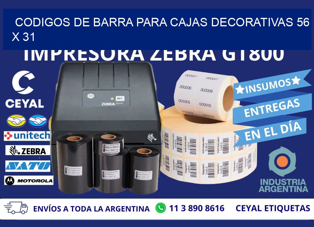 CODIGOS DE BARRA PARA CAJAS DECORATIVAS 56 x 31