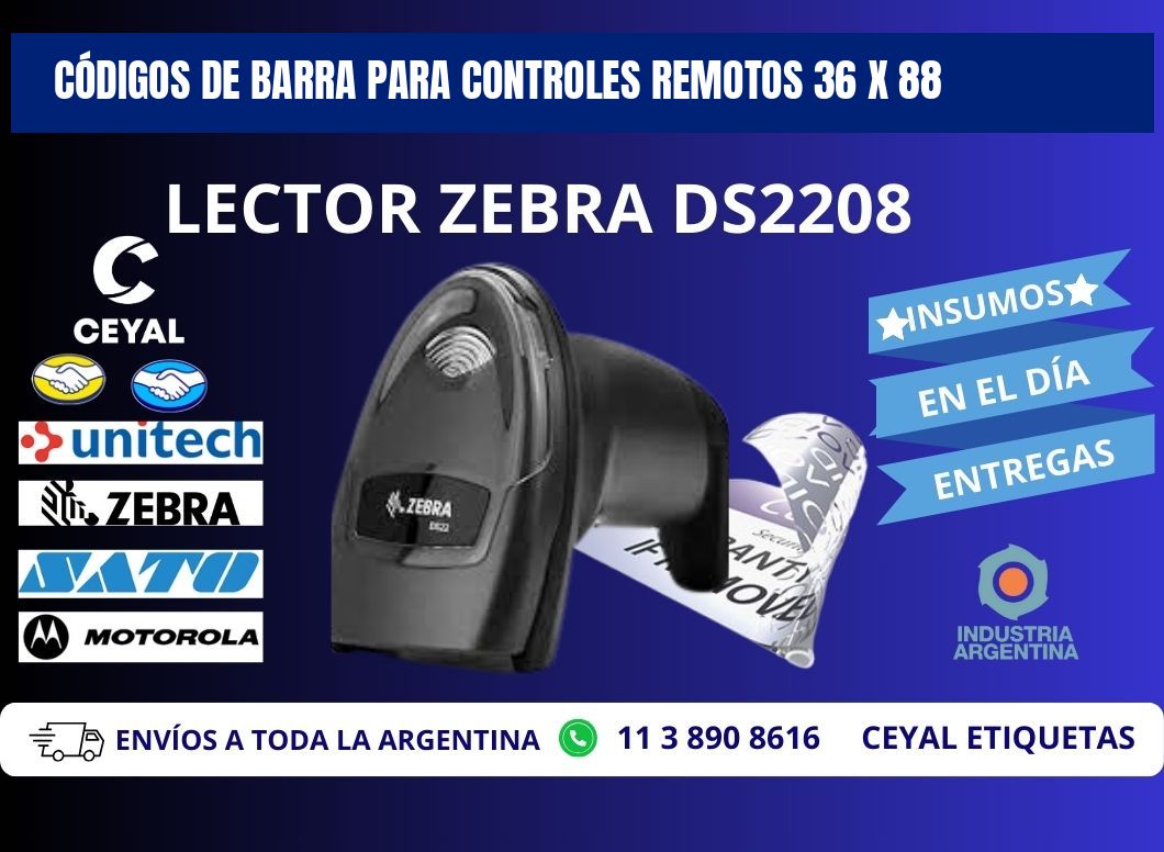 CÓDIGOS DE BARRA PARA CONTROLES REMOTOS 36 x 88