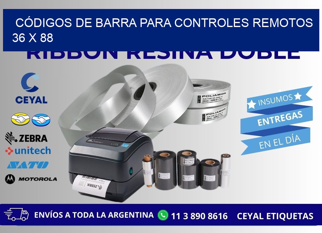 CÓDIGOS DE BARRA PARA CONTROLES REMOTOS 36 x 88