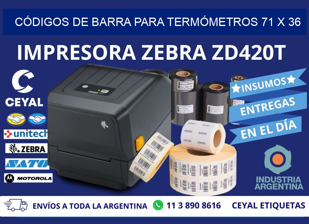 CÓDIGOS DE BARRA PARA TERMÓMETROS 71 x 36