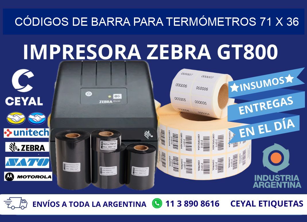 CÓDIGOS DE BARRA PARA TERMÓMETROS 71 x 36